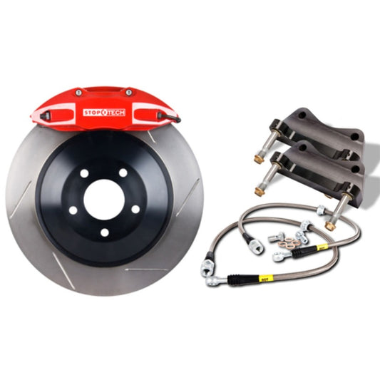 StopTech 08-09 Honda Civic Si 1PC Rotor Black ST-41/Pads/SS Lines Touring Drilled Front Brake Kit