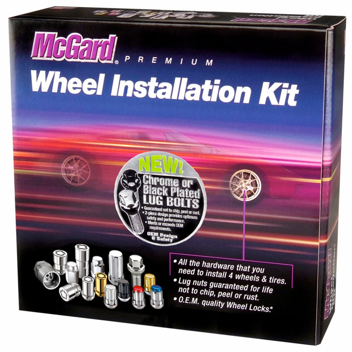 McGard 5 Lug Hex Install Kit w/Locks (Cone Seat Bolt) M12X1.5 / 17mm Hex / 25.5mm Shank L. - Chrome