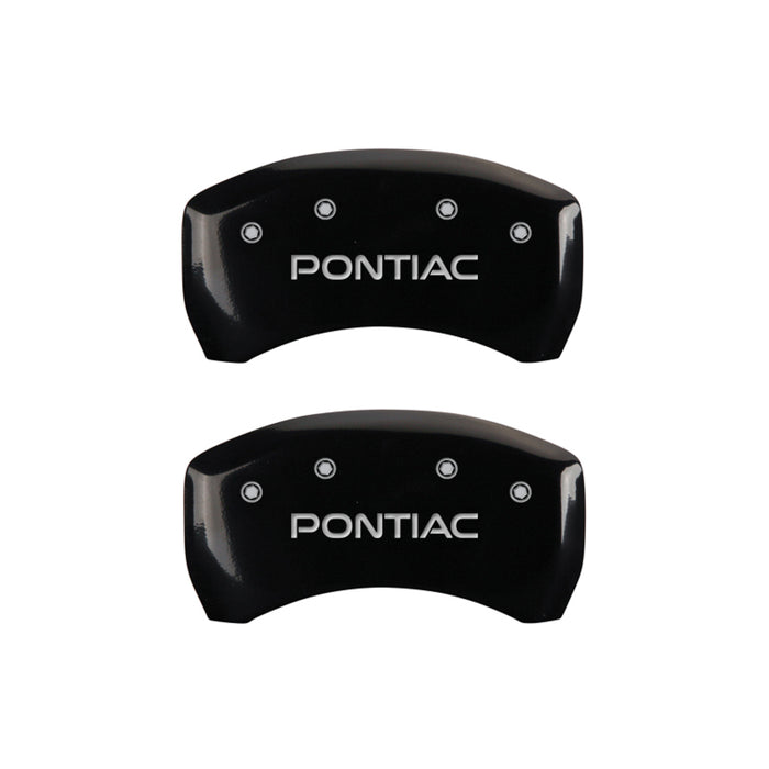 MGP 4 Caliper Covers Engraved Front & Rear Pontiac Black Finish Silver Char 2008 Pontiac G8