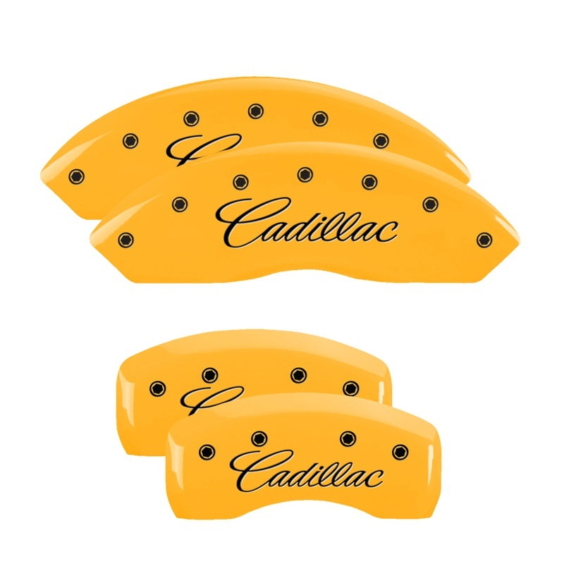 MGP 4 Caliper Covers Engraved F & R Cursive/Cadillac Yellow Finish Black Char 2006 Cadillac SRX