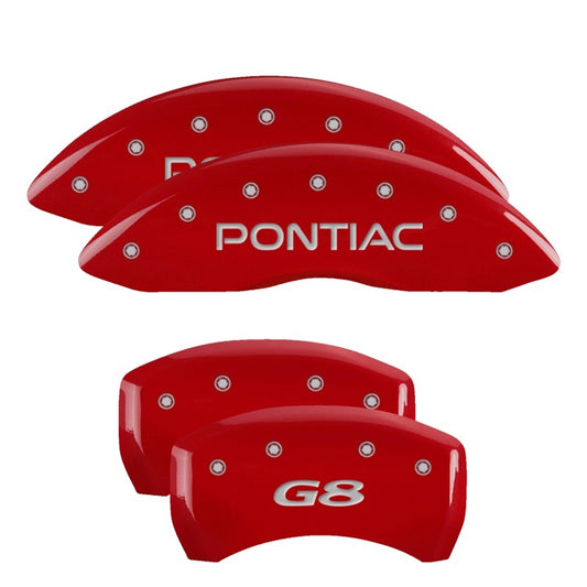 MGP 4 Caliper Covers Engraved Front & Rear MGP Red finish silver ch