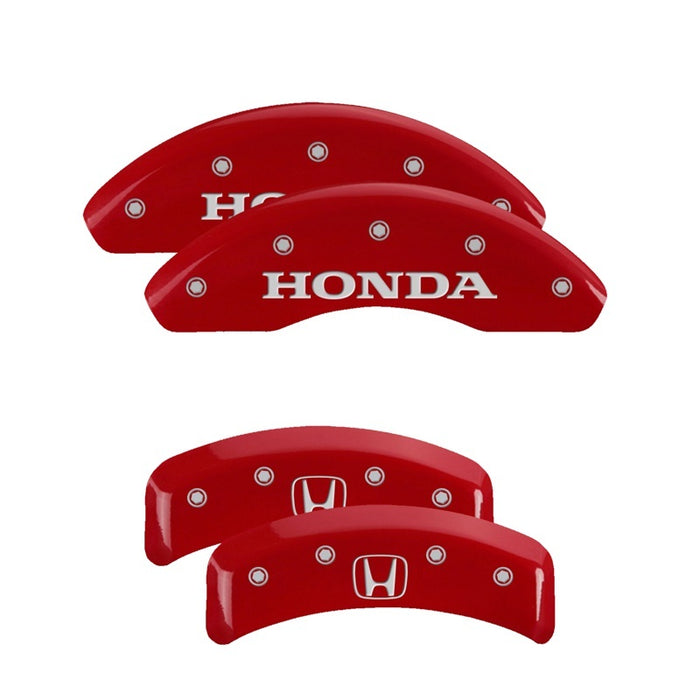 MGP 4 Caliper Covers Engraved Front Honda Engraved Rear H Logo Red finish silver ch