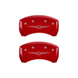 MGP 4 Caliper Covers Engraved Front & Rear Style 1/Chrysler Wing Red finish silver ch