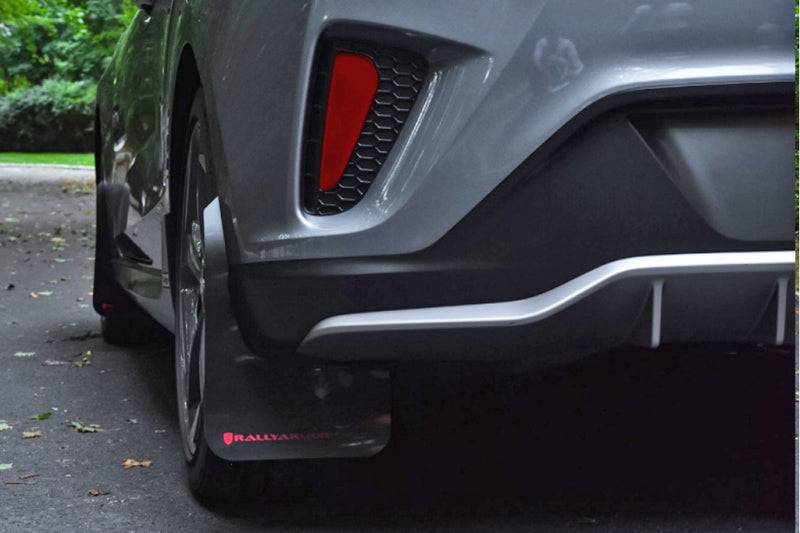 Rally Armor 19-21 Hyundai Veloster Turbo R-Spec Black UR Mud Flap w/ White Logo