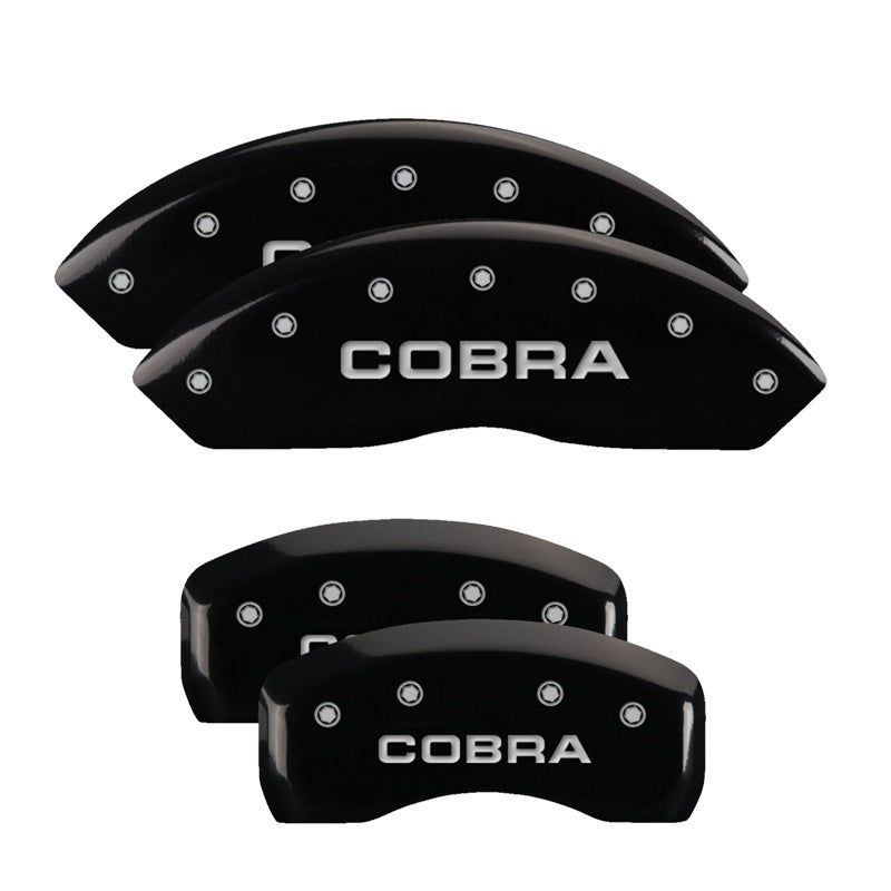 MGP 4 Caliper Covers Engraved Front & Rear Cobra Black finish silver ch