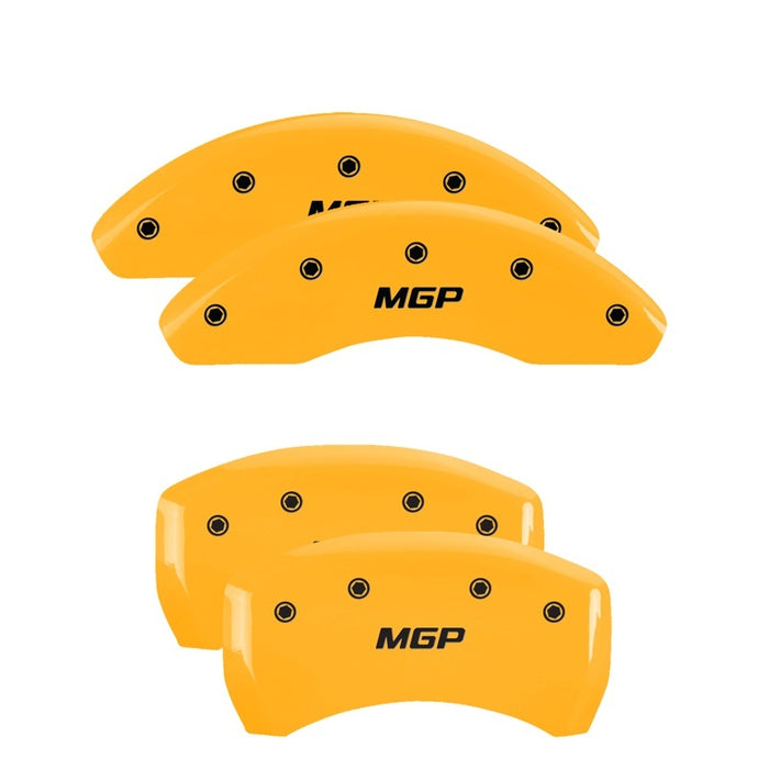 MGP 4 Caliper Covers Engraved Front & Rear Bowtie Yellow finish black ch