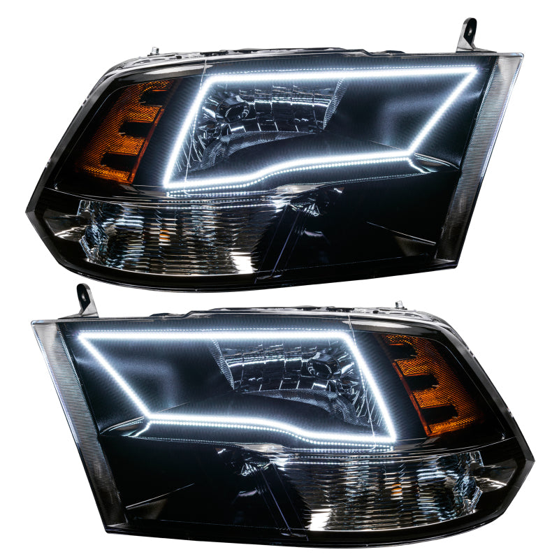 Oracle 09-17 RAM 1500 TRX/SLT Quad Pre-Assembled Headlights - Blk Housing - ColorSHIFT SEE WARRANTY