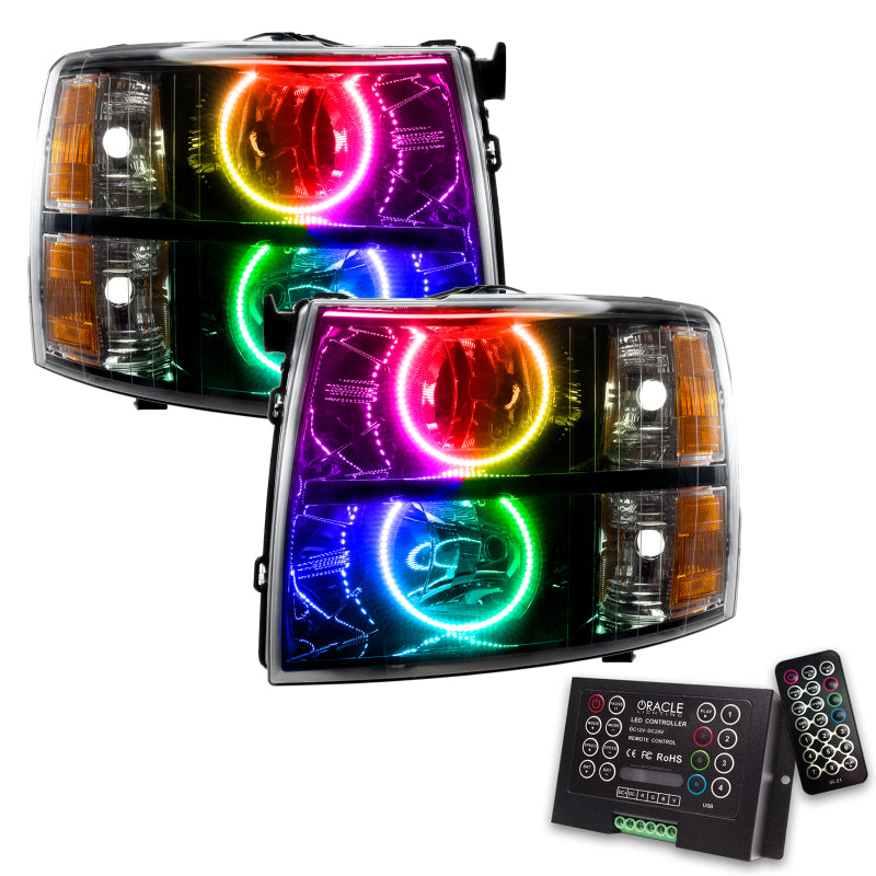 Oracle 07-13 Chevy Silverado SMD HL - Blk - Round Style - ColorSHIFT w/ 2.0 Cntrl