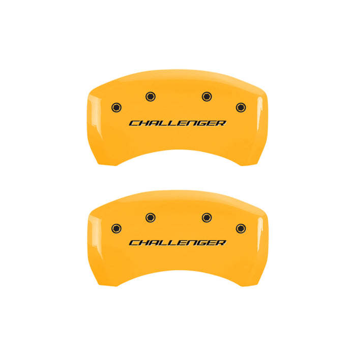 MGP 4 Caliper Covers Engraved Front & Rear Block/Challenger Yellow finish black ch