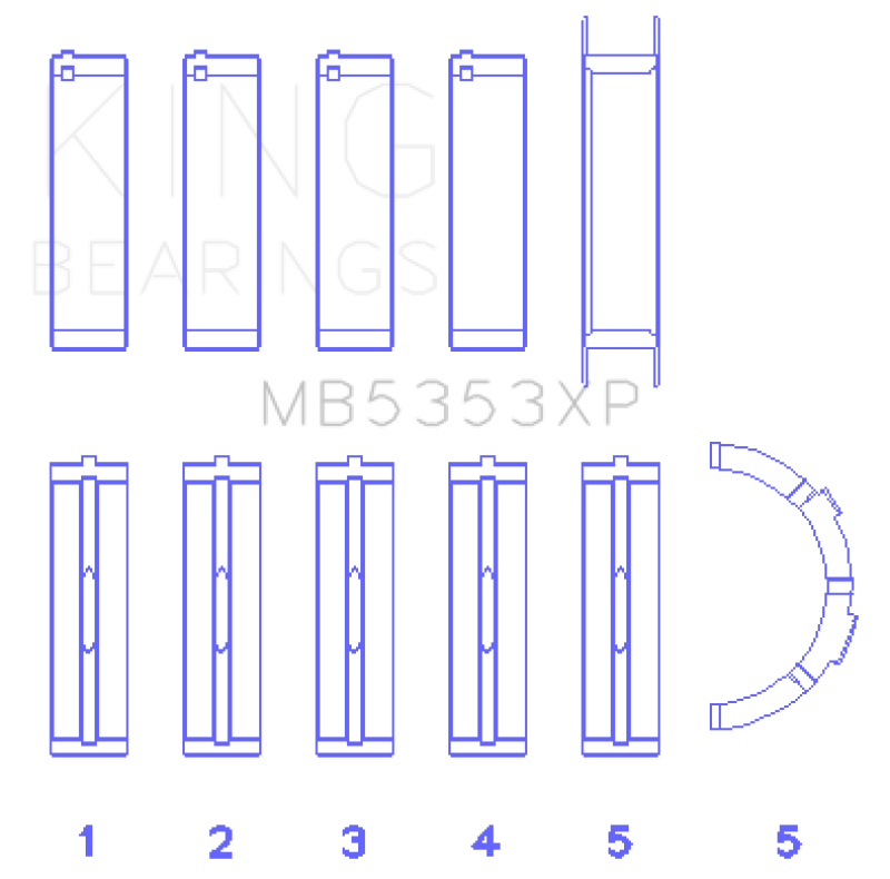 King Engine Bearings Ford 281 4.6L SOHC 16V (Size .026) Crankshaft Main Bearings (Set of 5)