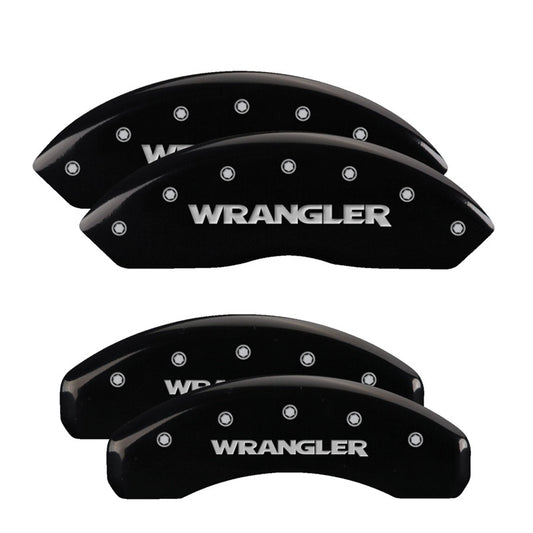 MGP 4 Caliper Covers Engraved Front & Rear WRANGLER Black finish silver ch