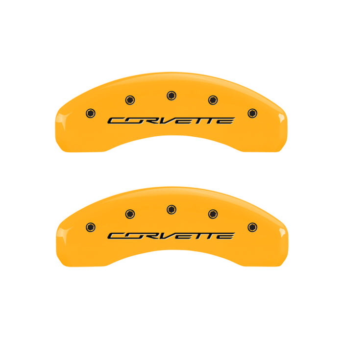 MGP 4 Caliper Covers Engraved Front & Rear C7/Corvette Yellow finish black ch