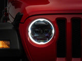 Raxiom 18-23 Jeep Wrangler JL Axial Series 9-In Angel Eye LED Headlights- Blk Housing (Clear Lens)