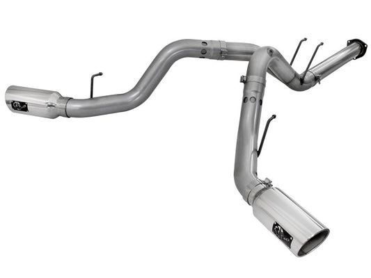 aFe Large Bore-HD 4in 409 Stainless Steel DPF-Back Exhaust w/Polished Tips 15-16 Ford Diesel Truck