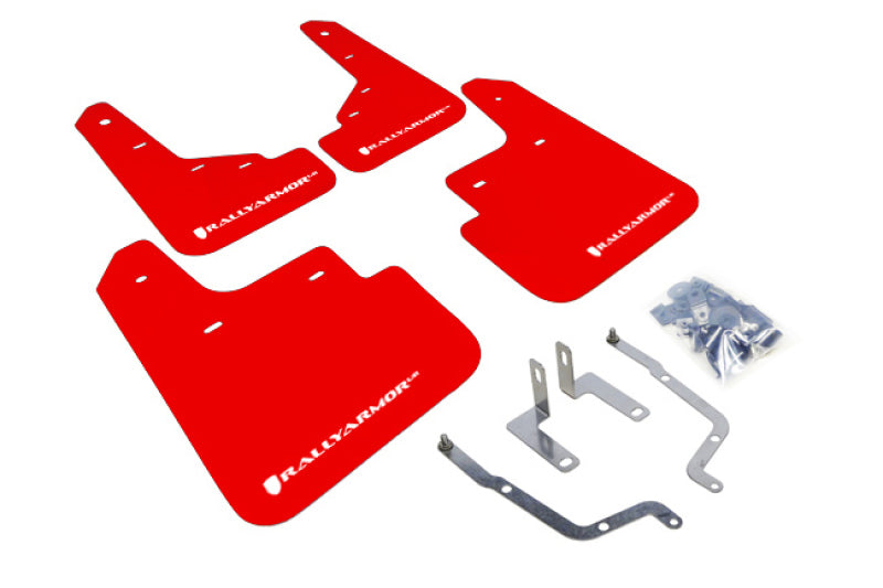 Rally Armor 14-18 Mazda3 Red UR Mud Flap w/White Logo