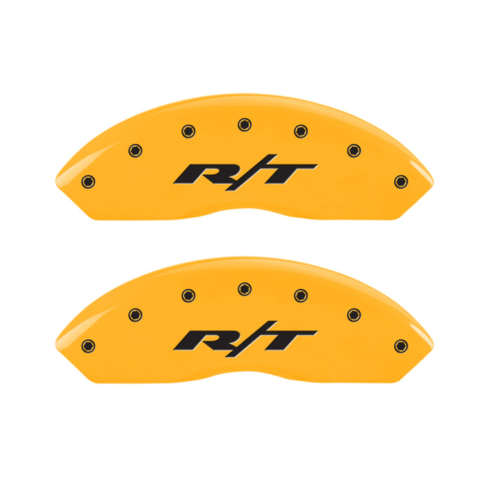 MGP 4 Caliper Covers Engraved Front & Rear RT Yellow finish black ch