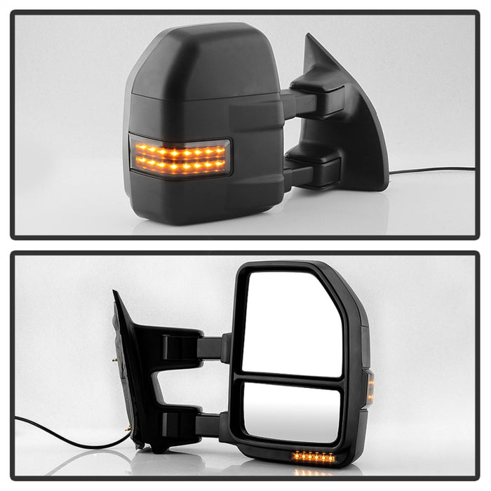 xTune 99-07 Ford Super Duty LED Telescoping Manual Mirrors - Smk (Pair) (MIR-FDSD99S-G4-MA-RSM-SET)