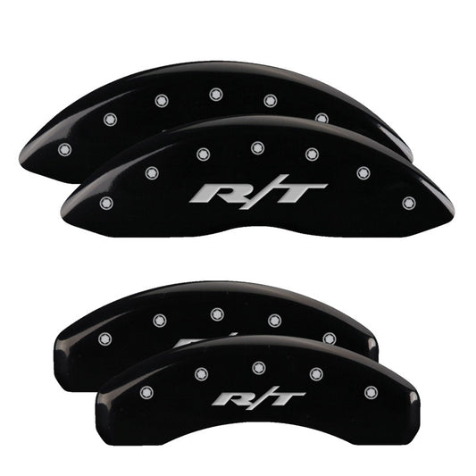 MGP 4 Caliper Covers Engraved Front & Rear 11-18 Dodge Durango Black Finish Silver RT1-Truck Logo