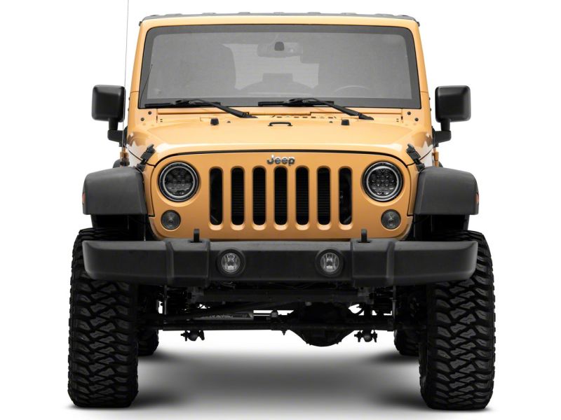 Raxiom 07-18 Jeep Wrangler JK Axial Spider LED Headlights w/Angel Eye Halo- Blk Housing (Clear Lens)