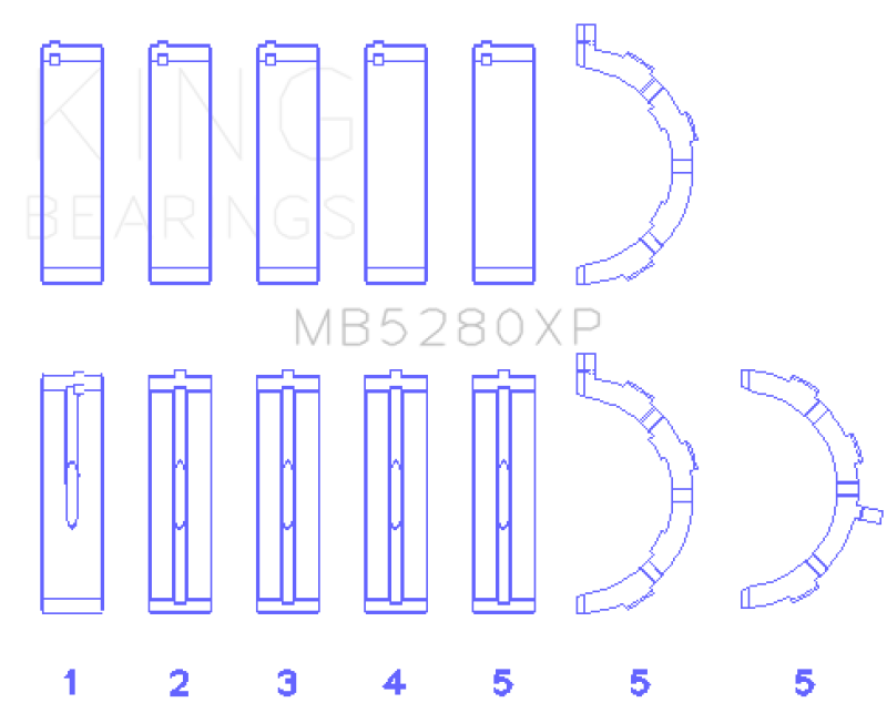 King Engine Bearings Ford Prod. V8 4.6L/5.4L (Size .026) Performance Main Bearing Set