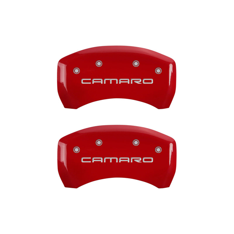 MGP 4 Caliper Covers Engraved Front & Rear Gen 4/Camaro Red finish silver ch