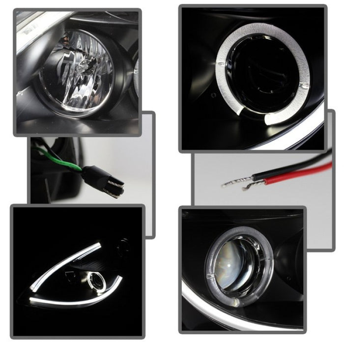 Spyder Nissan Altima 4Dr 10-12 Projector Headlights Light DRL LED Halo Blk PRO-YD-NA104D-LTDRL-BK