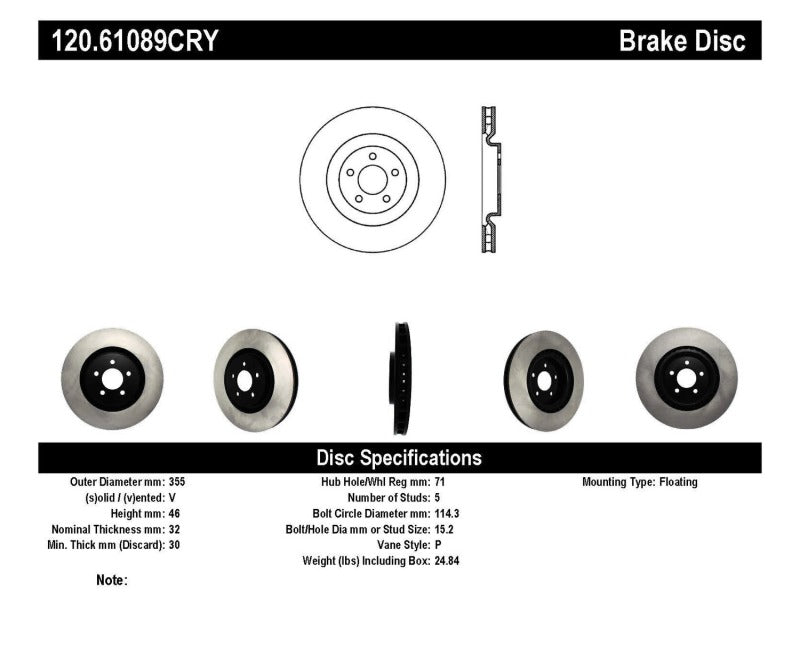 StopTech 07-14 Ford Mustang Cryo-Stop Front Premium Rotor