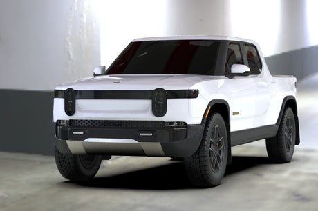 Rally Armor 22-25 Rivian R1T Black UR Mud Flap w/Tangerine Scream Logo