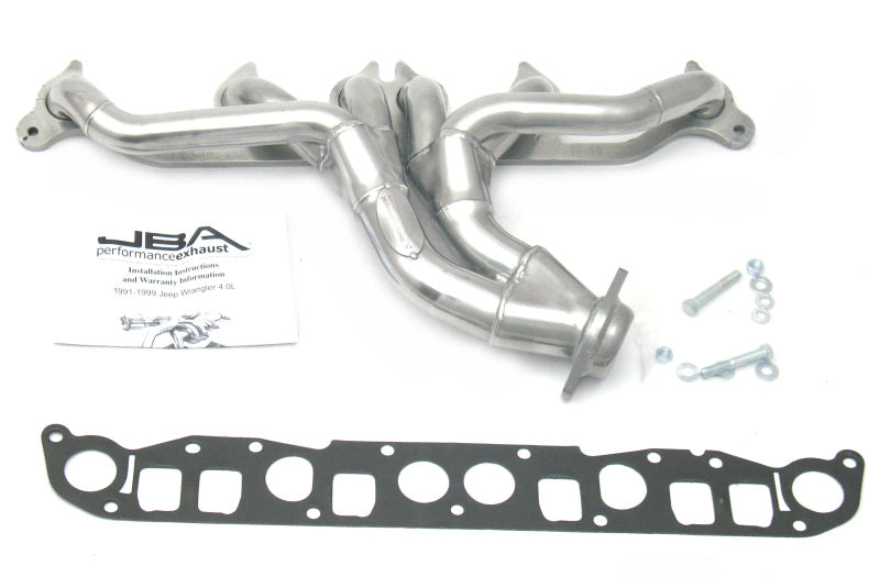 JBA 91-99 Jeep 4.0L 1-1/2in Primary Silver Ctd Cat4Ward Header