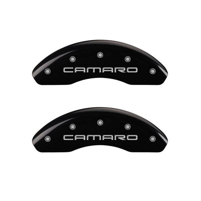 MGP 4 Caliper Covers Engraved Front & Rear Gen 4/Camaro Black finish silver ch