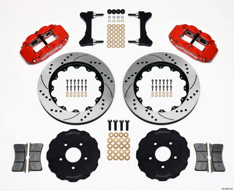 Wilwood Narrow Superlite 6R Front Hat Kit 14.00in Drilled Red Mitsubishi EVO VIII