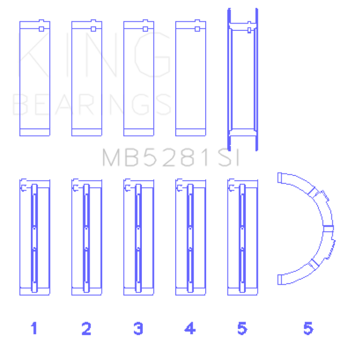 King Ford 281CI 4.6L V8 (Size +0.75) Main Bearing Set