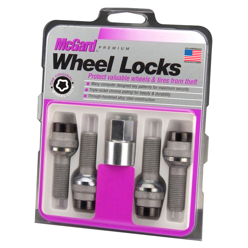 McGard Wheel Lock Bolt Set - 4pk. (Radius Seat) M14X1.5 / 19mm Hex / 35.4mm Shank Length - Black