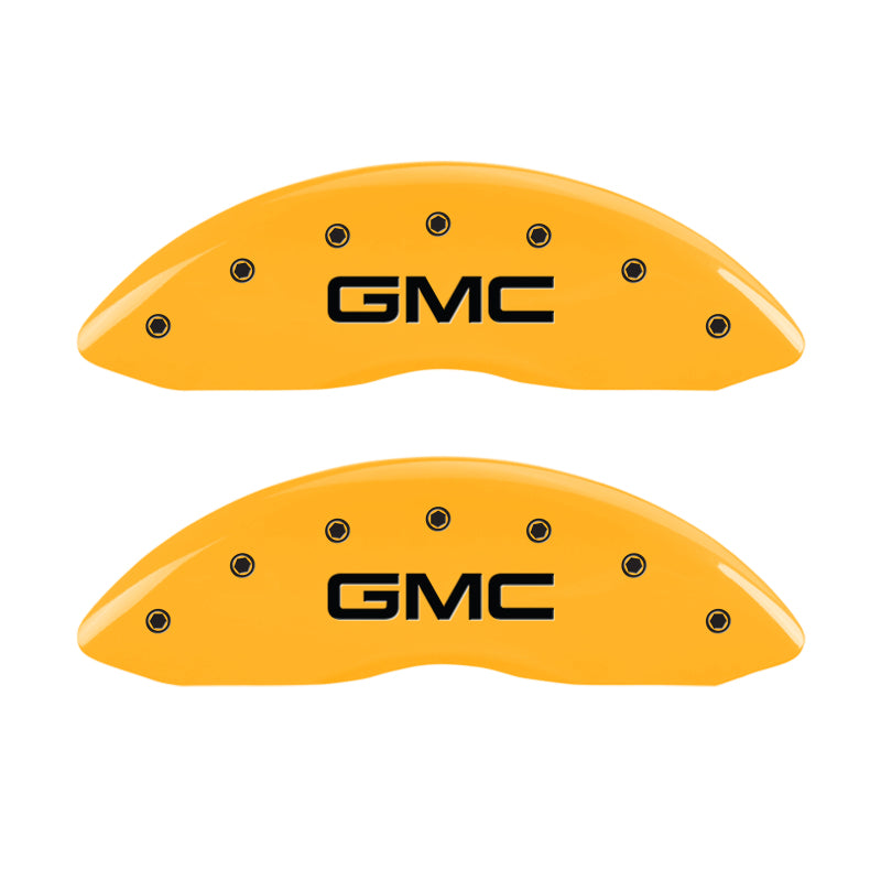 MGP 4 Caliper Covers Engraved Front & Rear GMC Yellow finish black ch