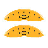 MGP 2 Caliper Covers Engraved Front Bowtie Yellow Finish Blk Char 05 Chevy Silverado 1500