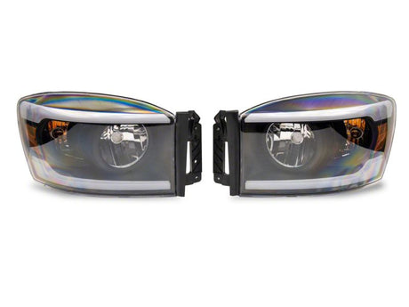 Raxiom 06-09 Dodge RAM 1500/2500/3500 Axial Headlights w/ SEQL LED Bar- Blk Housing (Clear Lens)