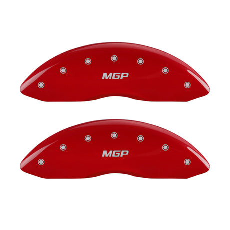 MGP 4 Caliper Covers Engraved Front & Rear MGP Red Finish Silver Characters 2016 Chevrolet SS