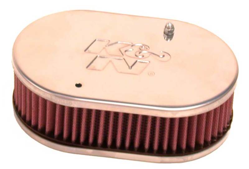 K&N Universal Custom Air Filter - Oval - Red - 51mm Neck Flange