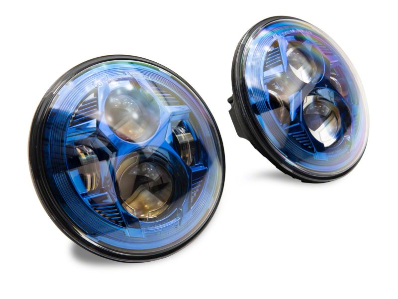 Raxiom 07-18 Jeep Wrangler JK 7-In LED Headlights- BlueHousing- Clear Lens