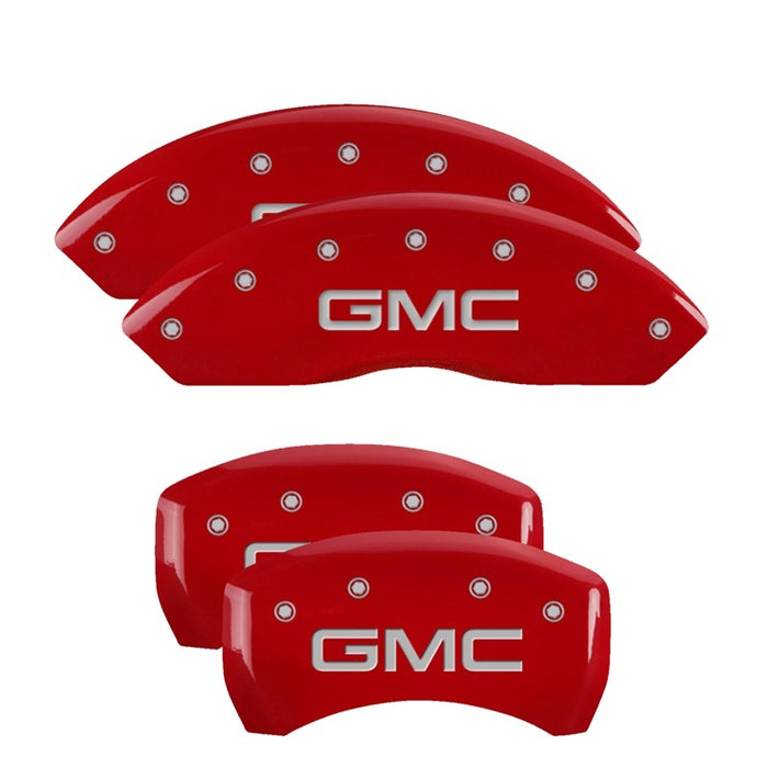 MGP 4 Caliper Covers Engraved Front & Rear GMC Red Finish Silver Char 2019 GMC Arcadia