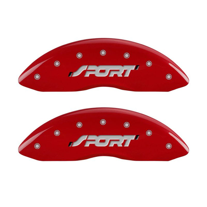 MGP 4 Caliper Covers Engraved Front & Rear SPORT Red finish silver ch