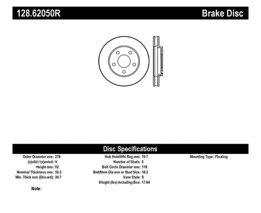 StopTech Drilled Sport Brake Rotor