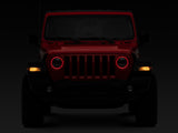 Raxiom 18-22 Jeep Wrangler JL/JT Axial 9-Inch LED Headlights w/RGB Halo- Blk Housing (Clear Lens)