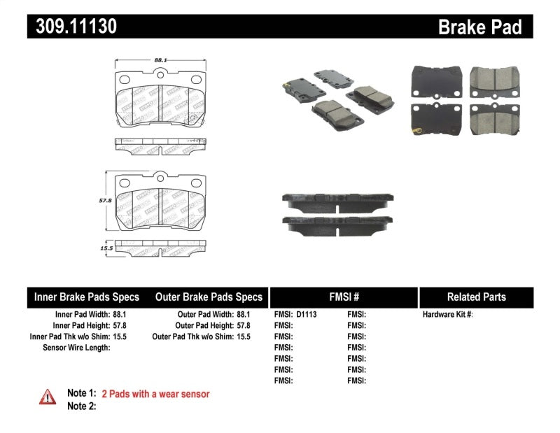 StopTech Performance 06 Lexus GS300/430 / 07-08 GS350 / 06-08 IS250/350 Rear Brake Pads