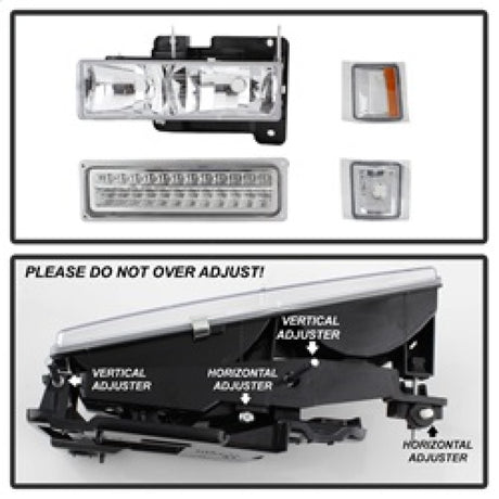 xTune 92-94 Blazer Full Size Corner/LED Bumper Headlights Chrome HD-JH-CCK88-LED-AM-C-SET