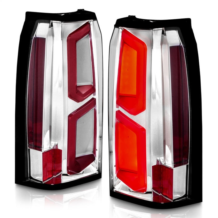 ANZO 2015-2020 Chevrolet Tahoe LED Tail Lights w/ Light Bar Chrome Housing Clear Lens