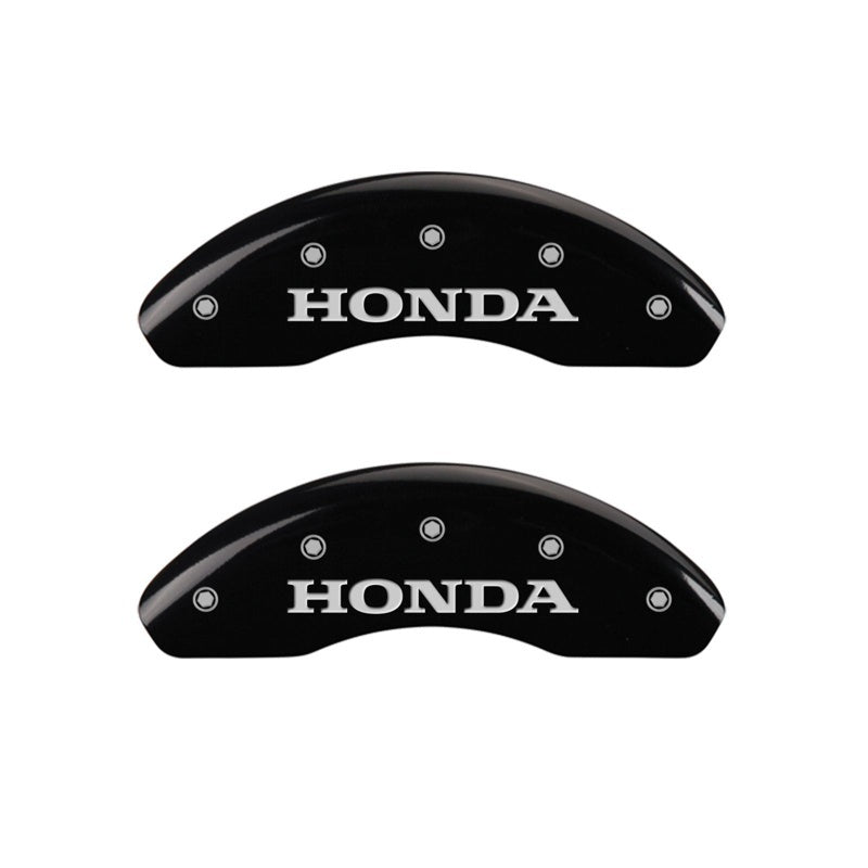 MGP Front set 2 Caliper Covers Engraved Front Honda Black finish silver ch