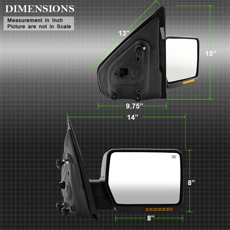 Xtune Ford F150 04-06 Power Heated Amber LED Signal OE Mirror Right MIR-03348AEBH-P-R