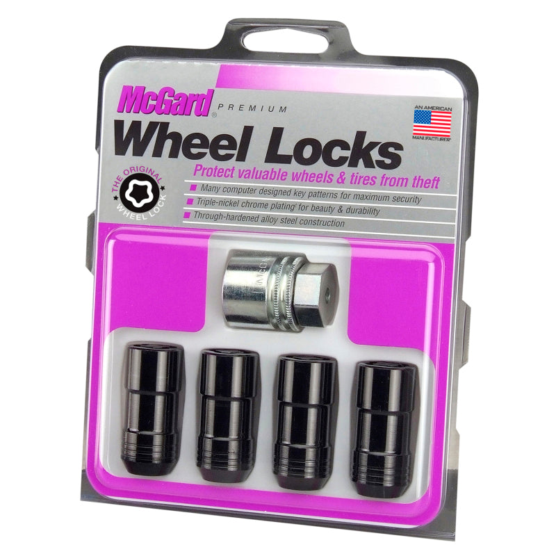 McGard Wheel Lock Nut Set - 4pk. (Cone Seat) M14X2.0 / 13/16 Hex / 2.25in. Length - Black