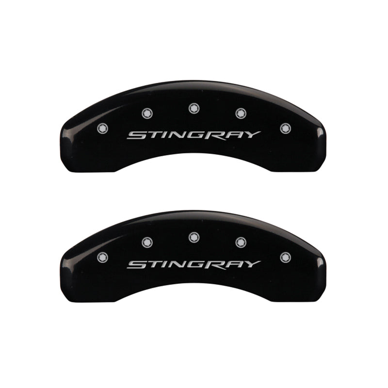 MGP 4 Caliper Covers Engraved Front & Rear Stingray Black finish silver ch